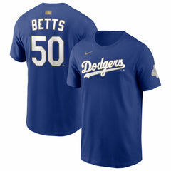 Royal Mookie Betts Los Angeles Dodgers Nike 2026 Gold Collection Name & Number T-Shirt