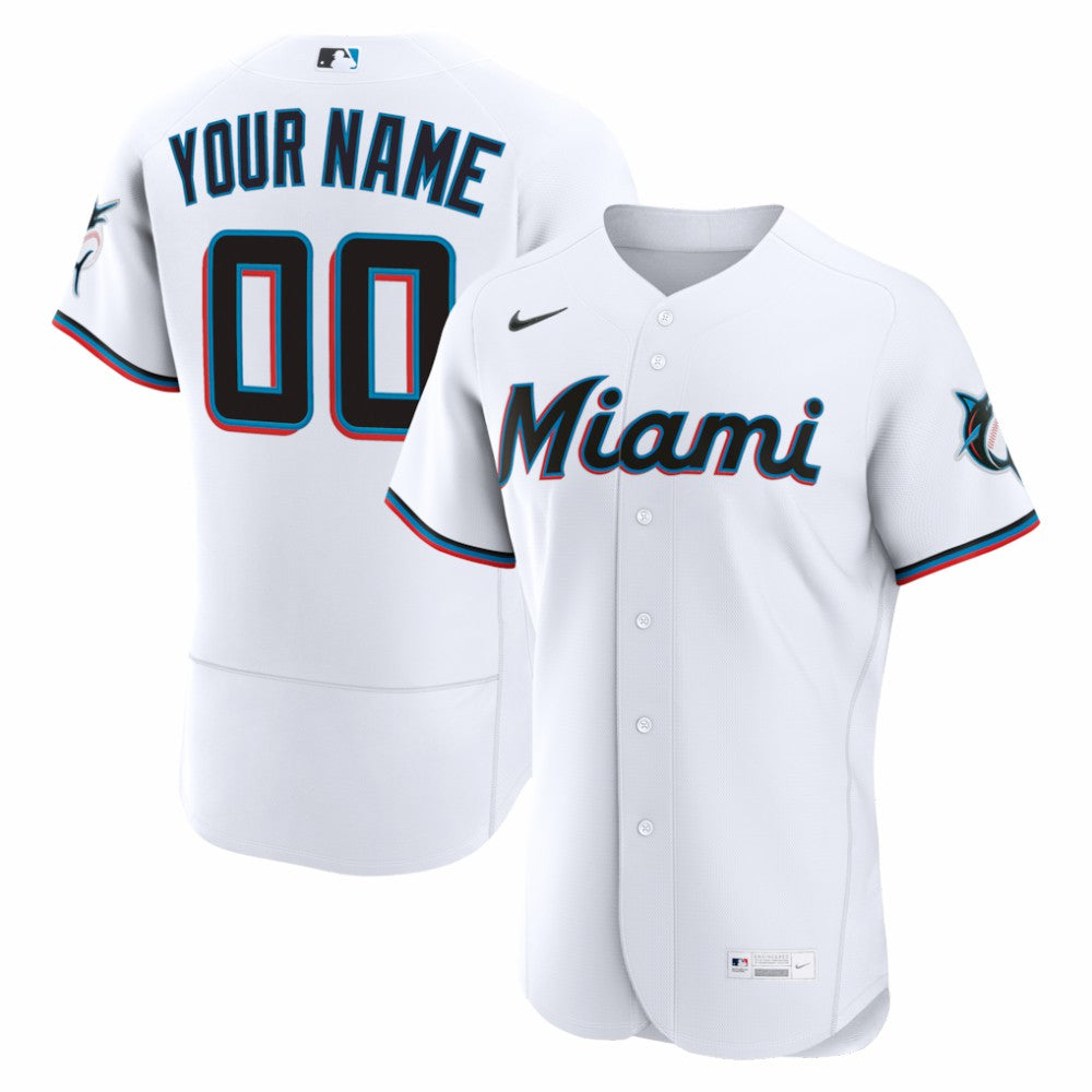 White Miami Marlins Nike Home Authentic Custom Jersey