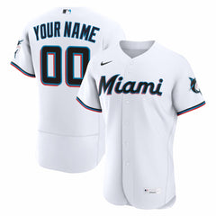 White Miami Marlins Nike Home Authentic Custom Jersey