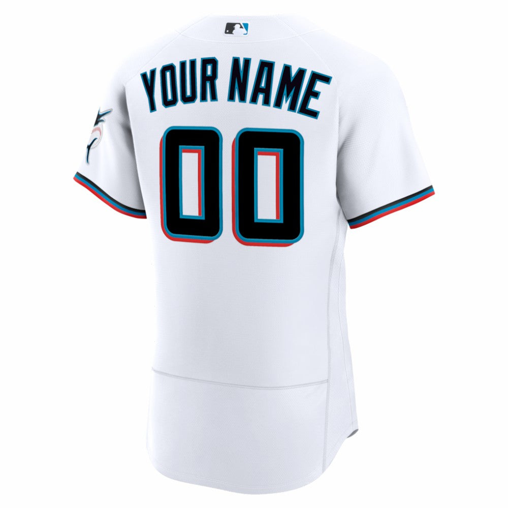 White Miami Marlins Nike Home Authentic Custom Jersey