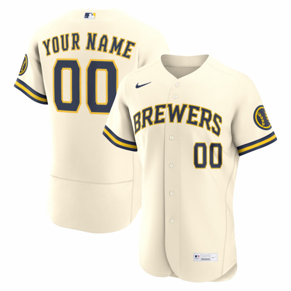 Cream Milwaukee Brewers Nike Home Authentic Custom Jersey