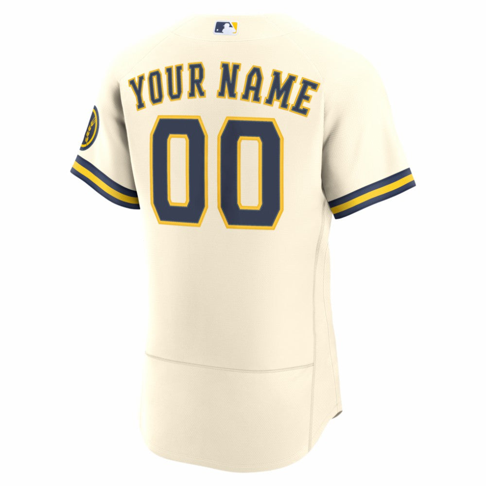 Cream Milwaukee Brewers Nike Home Authentic Custom Jersey