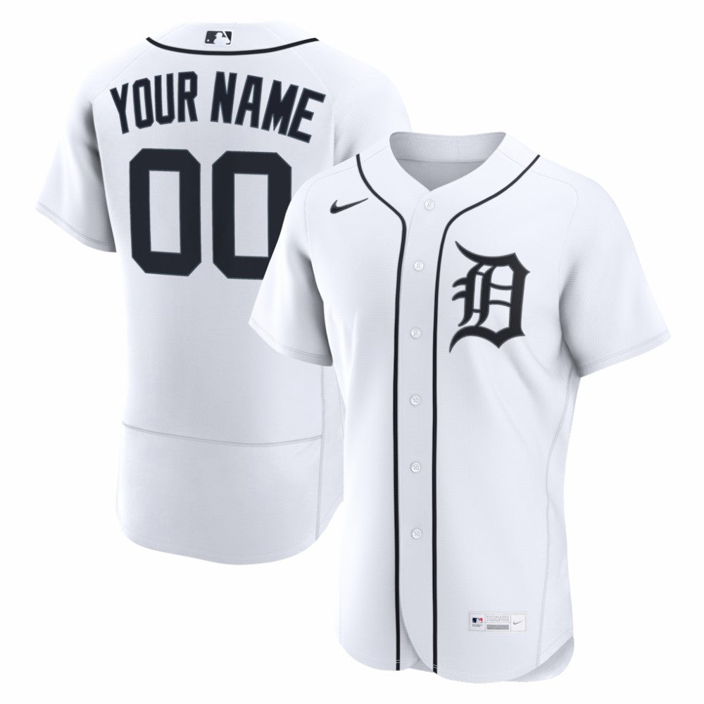 White Detroit Tigers Nike Home Authentic Custom Jersey
