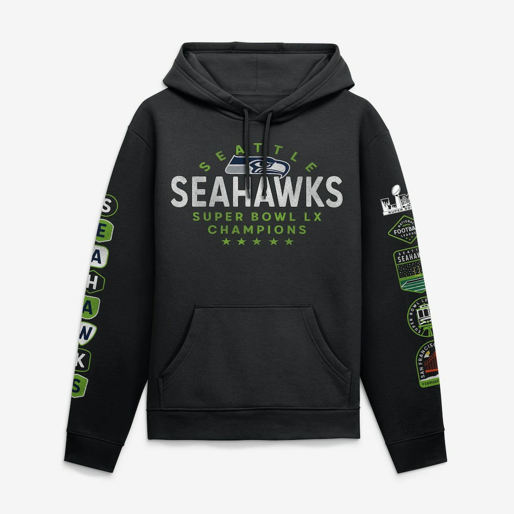 Super Bowl LX Champions Banner Year Hoodie - Seattle Seahawks Hoodies