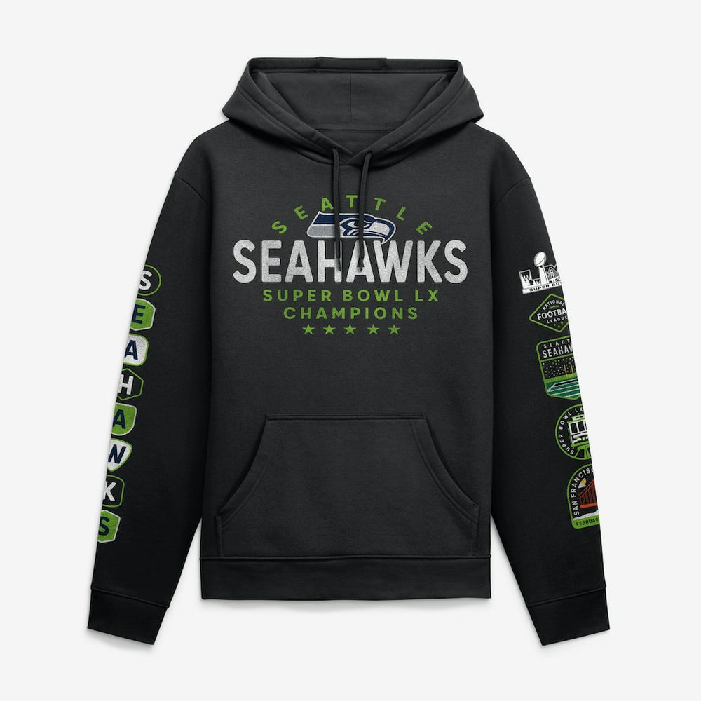 Super Bowl LX Champions Banner Year Hoodie - Seattle Seahawks Hoodies