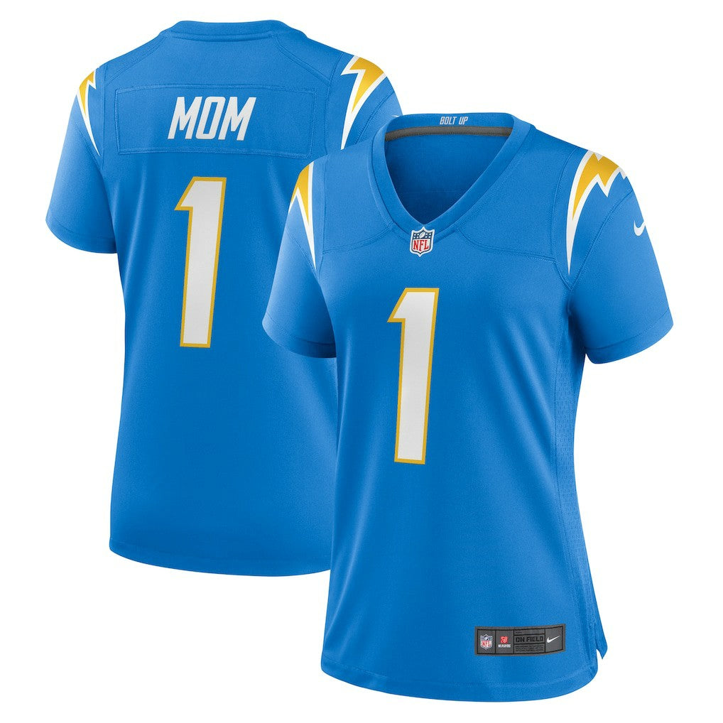 Number 1 Mom  Women's Game Jersey - Los Angeles Chargers Jerseys