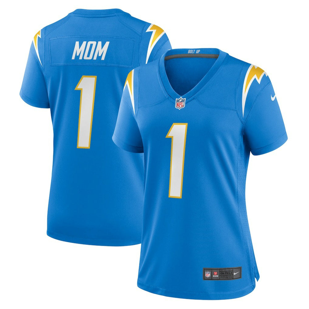 Number 1 Mom  Women's Game Jersey - Los Angeles Chargers Jerseys