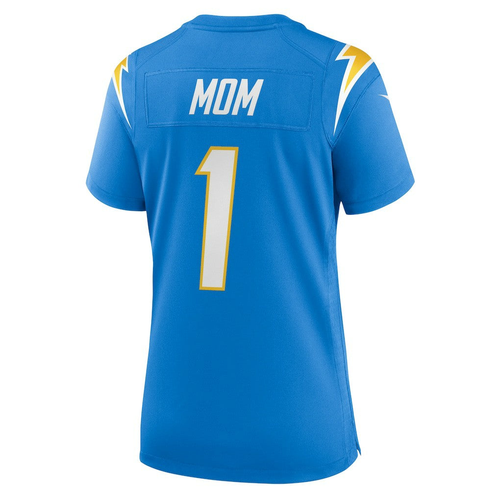 Number 1 Mom  Women's Game Jersey - Los Angeles Chargers Jerseys