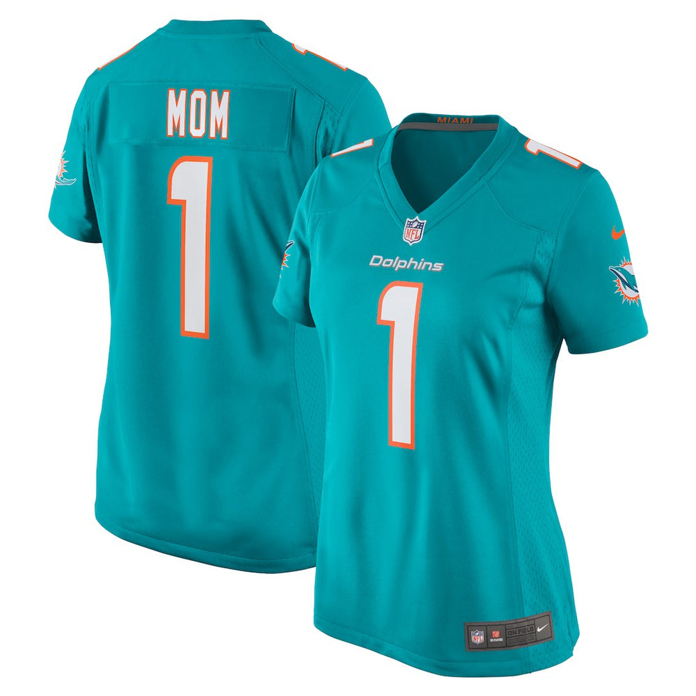 Number 1 Mom  Women's Game Jersey - Miami Dolphins Jerseys
