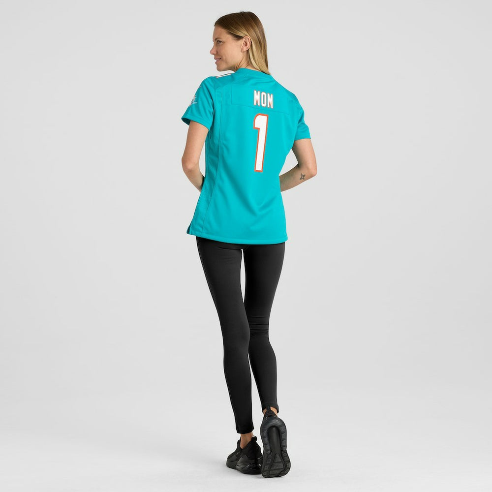 Number 1 Mom  Women's Game Jersey - Miami Dolphins Jerseys