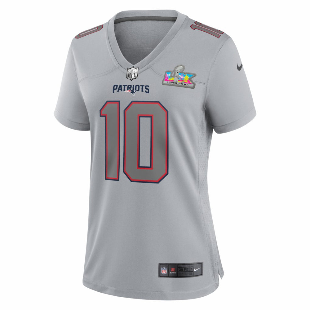 Drake Maye  Women's Super Bowl LX Patch Atmosphere Fashion Game Jersey - New England Patriots Jerseys