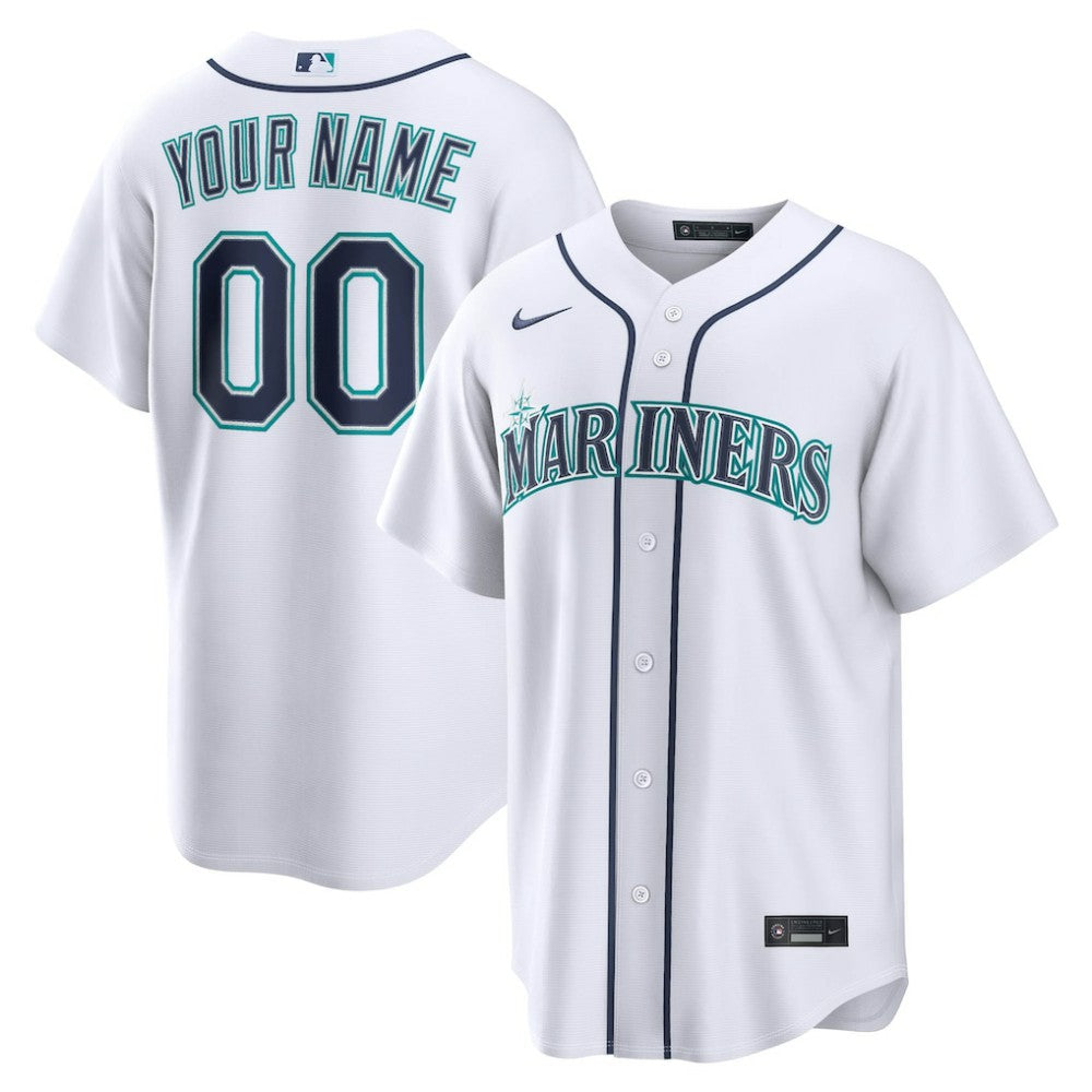 White Seattle Mariners Nike Home Replica Custom Jersey