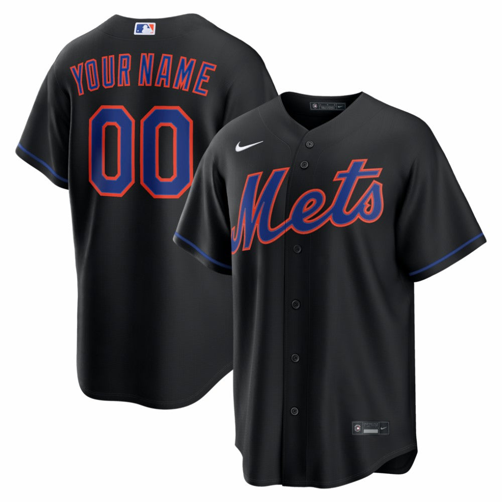 Black New York Mets Nike Alternate Replica Custom Jersey