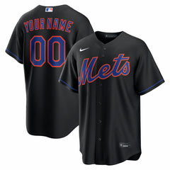 Black New York Mets Nike Alternate Replica Custom Jersey