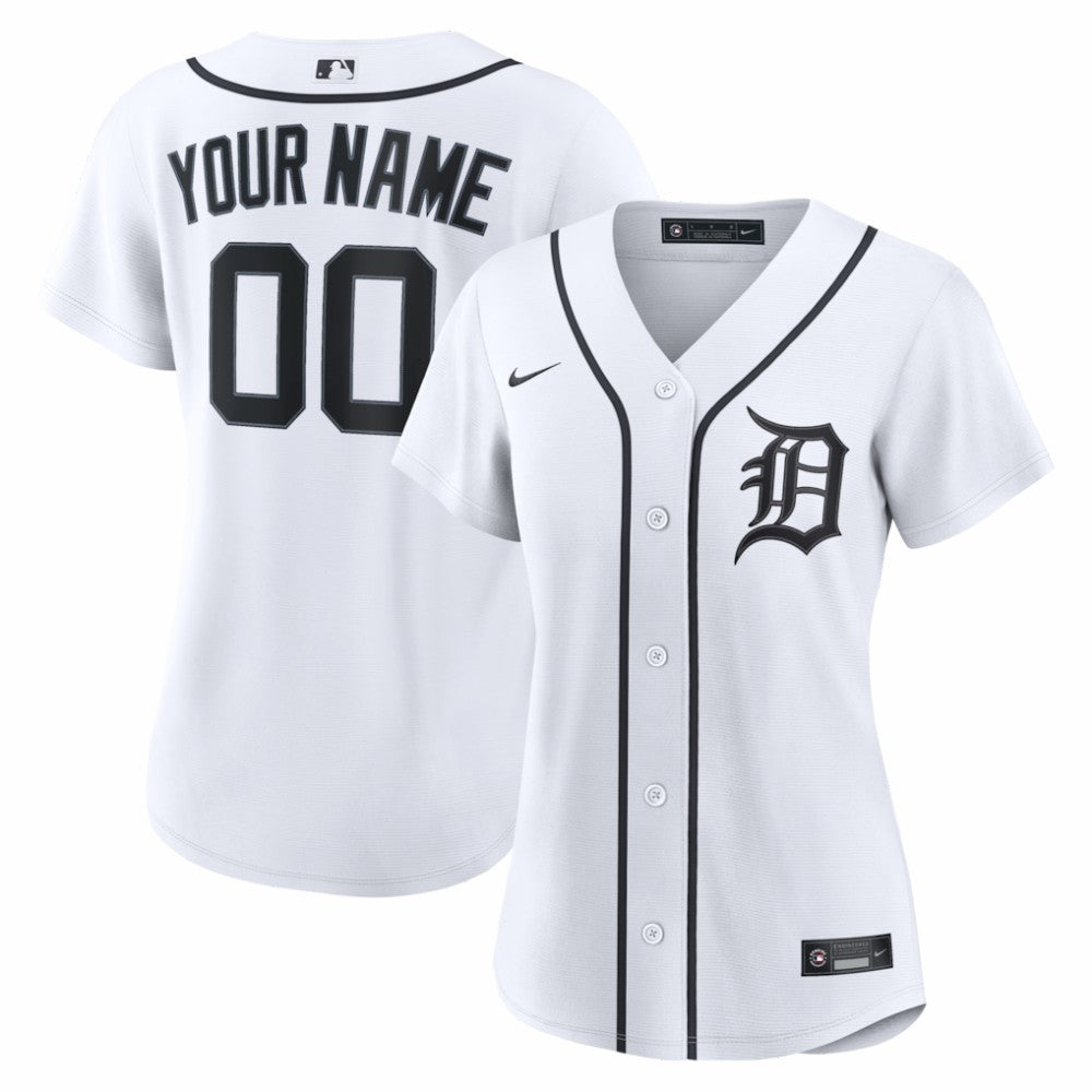 White Detroit Tigers Nike Women's Home Replica Custom Jersey