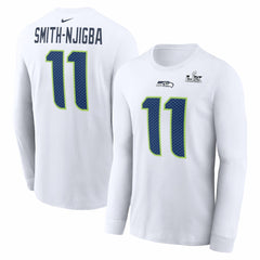 Jaxon Smith-Njigba  Super Bowl LX Champions Patch Name & Number Long Sleeve T-Shirt - Seattle Seahawks T-shirts