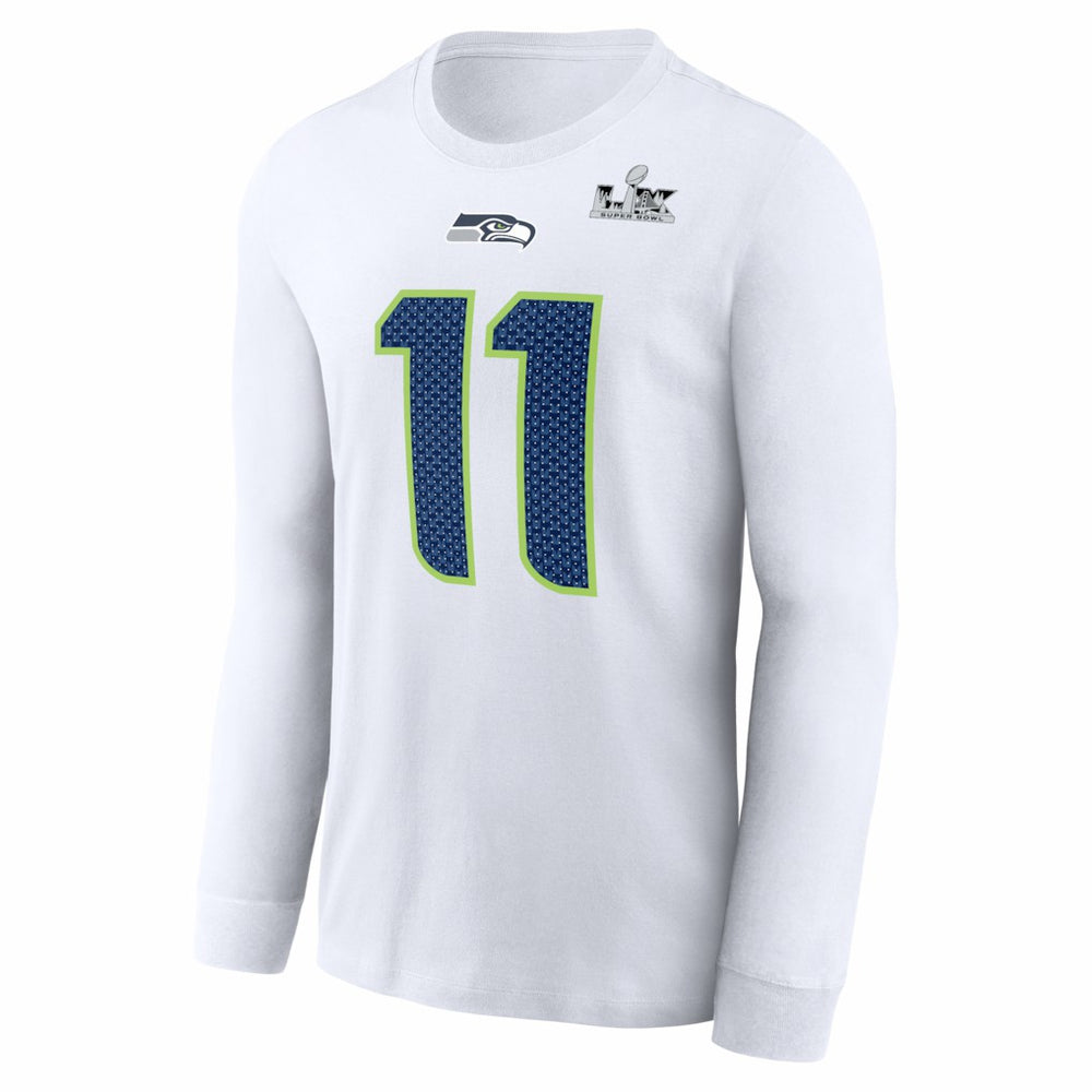 Jaxon Smith-Njigba  Super Bowl LX Champions Patch Name & Number Long Sleeve T-Shirt - Seattle Seahawks T-shirts