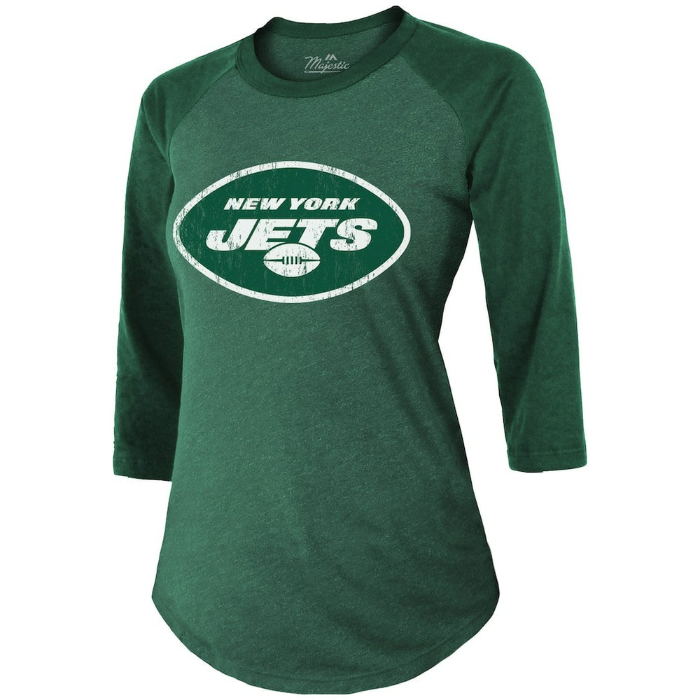 Ahmad Sauce Gardner  Majestic Threads Women's Player Name & Number Tri-Blend 3/4-Sleeve Fitted T-Shirt - New York Jets T-shirts