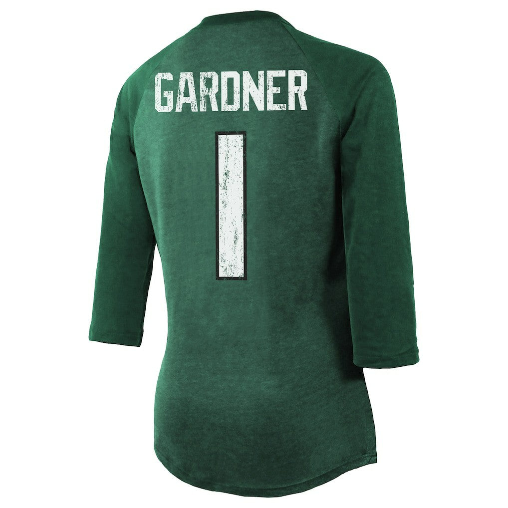 Ahmad Sauce Gardner  Majestic Threads Women's Player Name & Number Tri-Blend 3/4-Sleeve Fitted T-Shirt - New York Jets T-shirts