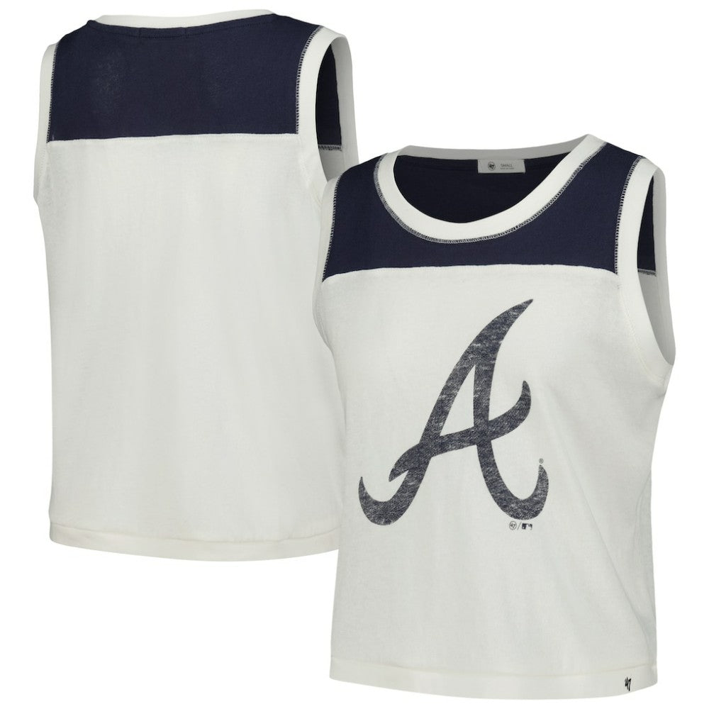 White Atlanta Braves '47 Women's Premier Zoey Waist Length Tank Top