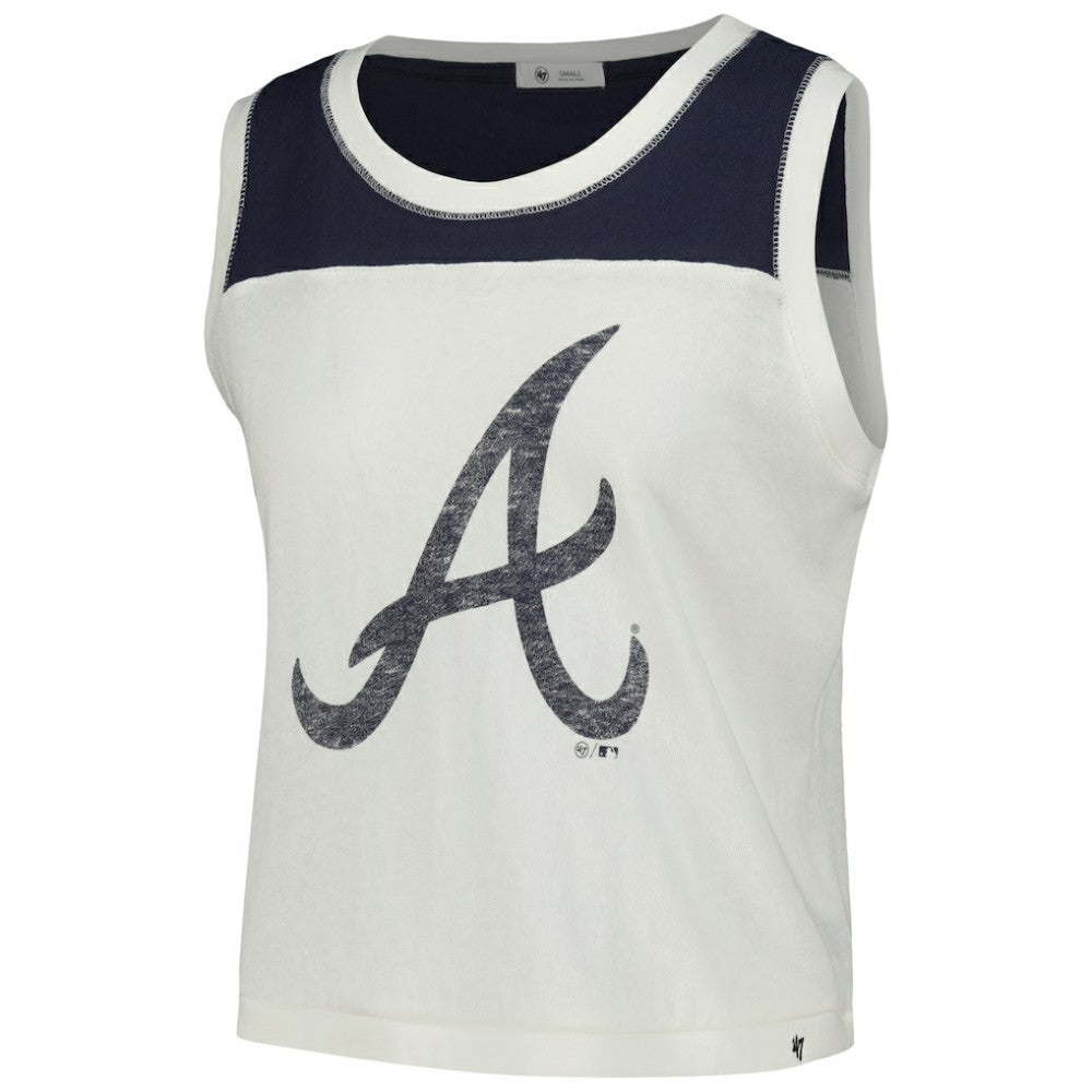 White Atlanta Braves '47 Women's Premier Zoey Waist Length Tank Top