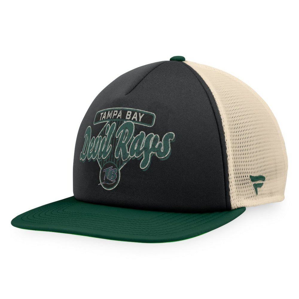 Black/Green Tampa Bay Rays Fanatics Cooperstown Collection Talley Foam Trucker Snapback Hat