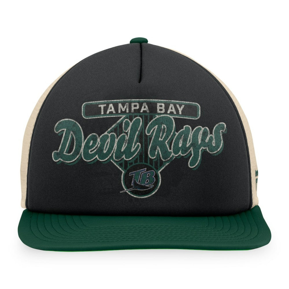 Black/Green Tampa Bay Rays Fanatics Cooperstown Collection Talley Foam Trucker Snapback Hat