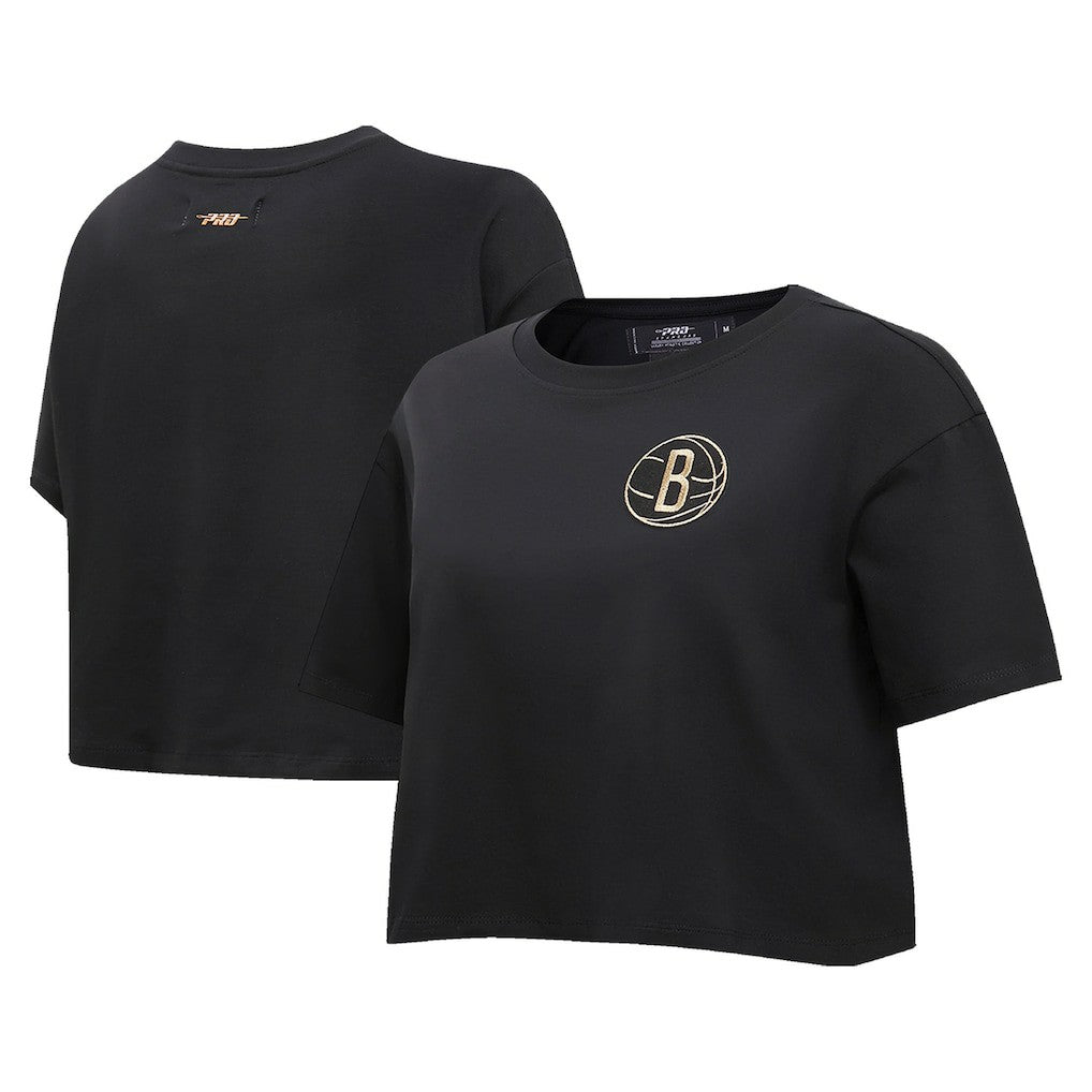Brooklyn Nets Pro Standard Women's Holiday Glam Boxy T-Shirt