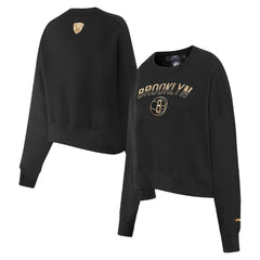 Brooklyn Nets Pro Standard Women's Glam Cropped Pullover Sweatshirt - Black shop