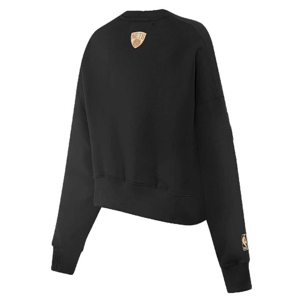 Brooklyn Nets Pro Standard Women's Glam Cropped Pullover Sweatshirt - Black shop