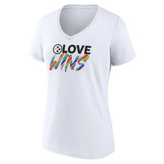 Women's Love Wins V-Neck T-Shirt - Pittsburgh Steelers T-shirts