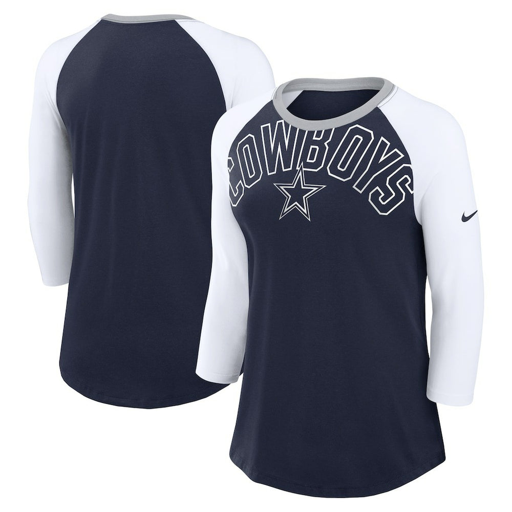 Women's Knockout Arch Raglan Tri-Blend 3/4-Sleeve T-Shirt - Dallas Cowboys T-shirts