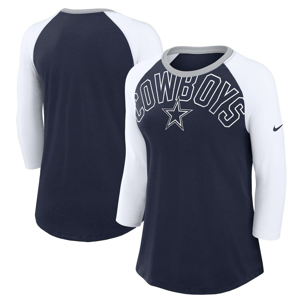 Women's Knockout Arch Raglan Tri-Blend 3/4-Sleeve T-Shirt - Dallas Cowboys T-shirts