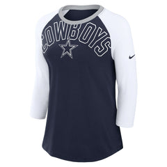 Women's Knockout Arch Raglan Tri-Blend 3/4-Sleeve T-Shirt - Dallas Cowboys T-shirts