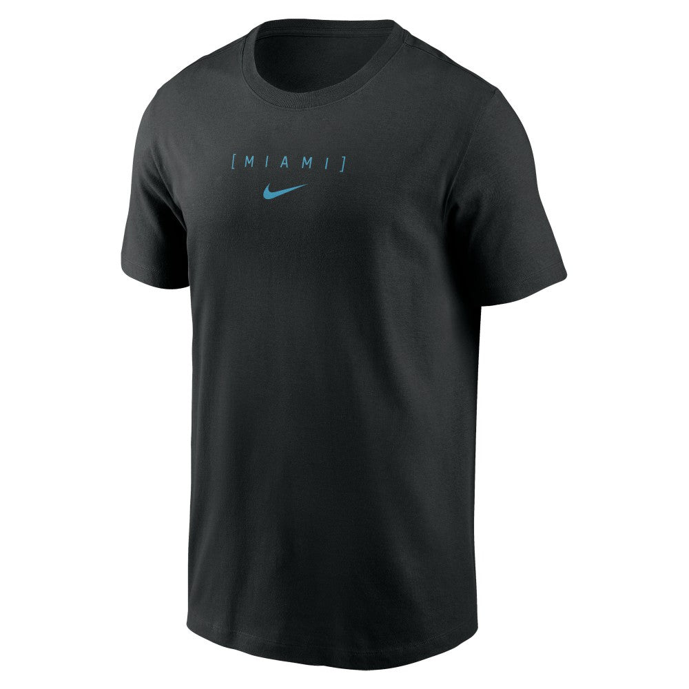 Black Miami Marlins Nike Large Logo Back Stack T-Shirt