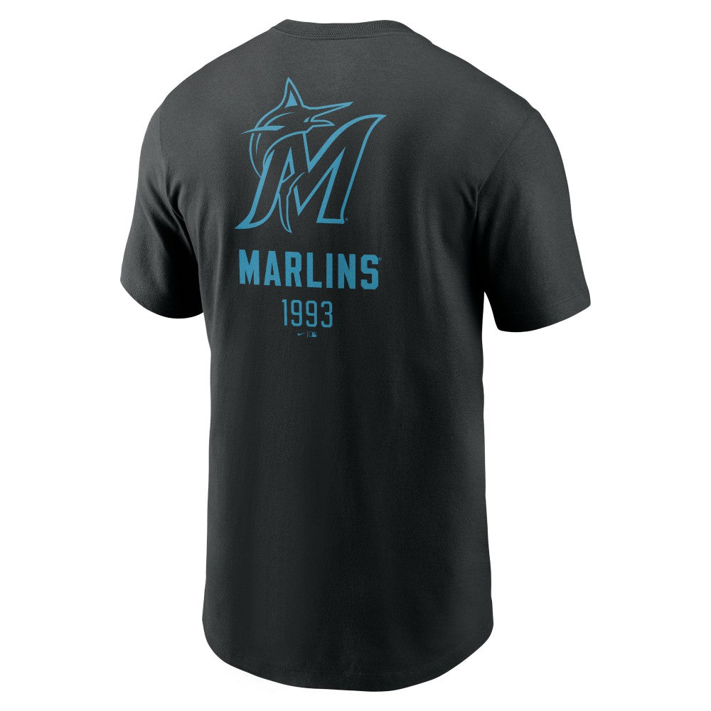 Black Miami Marlins Nike Large Logo Back Stack T-Shirt
