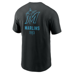 Black Miami Marlins Nike Large Logo Back Stack T-Shirt
