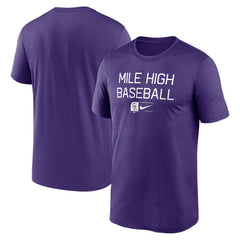 Purple Colorado Rockies Nike Baseball Phrase Legend Performance T-Shirt