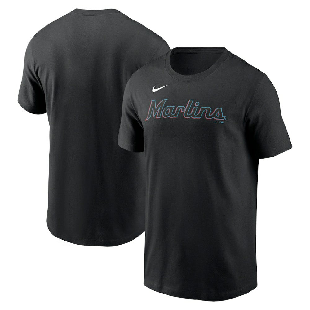Black Miami Marlins Nike Fuse Wordmark T-Shirt