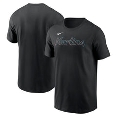 Black Miami Marlins Nike Fuse Wordmark T-Shirt