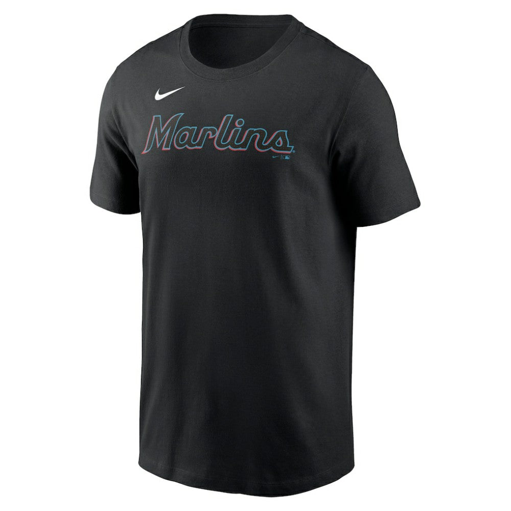 Black Miami Marlins Nike Fuse Wordmark T-Shirt