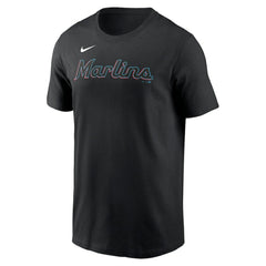 Black Miami Marlins Nike Fuse Wordmark T-Shirt