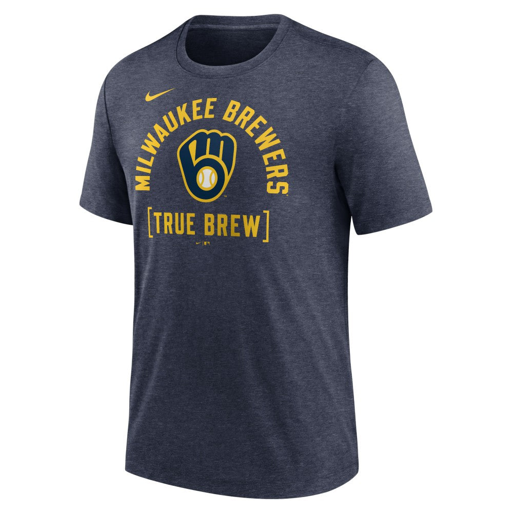 Heather Navy Milwaukee Brewers Nike Swing Big Tri-Blend T-Shirt