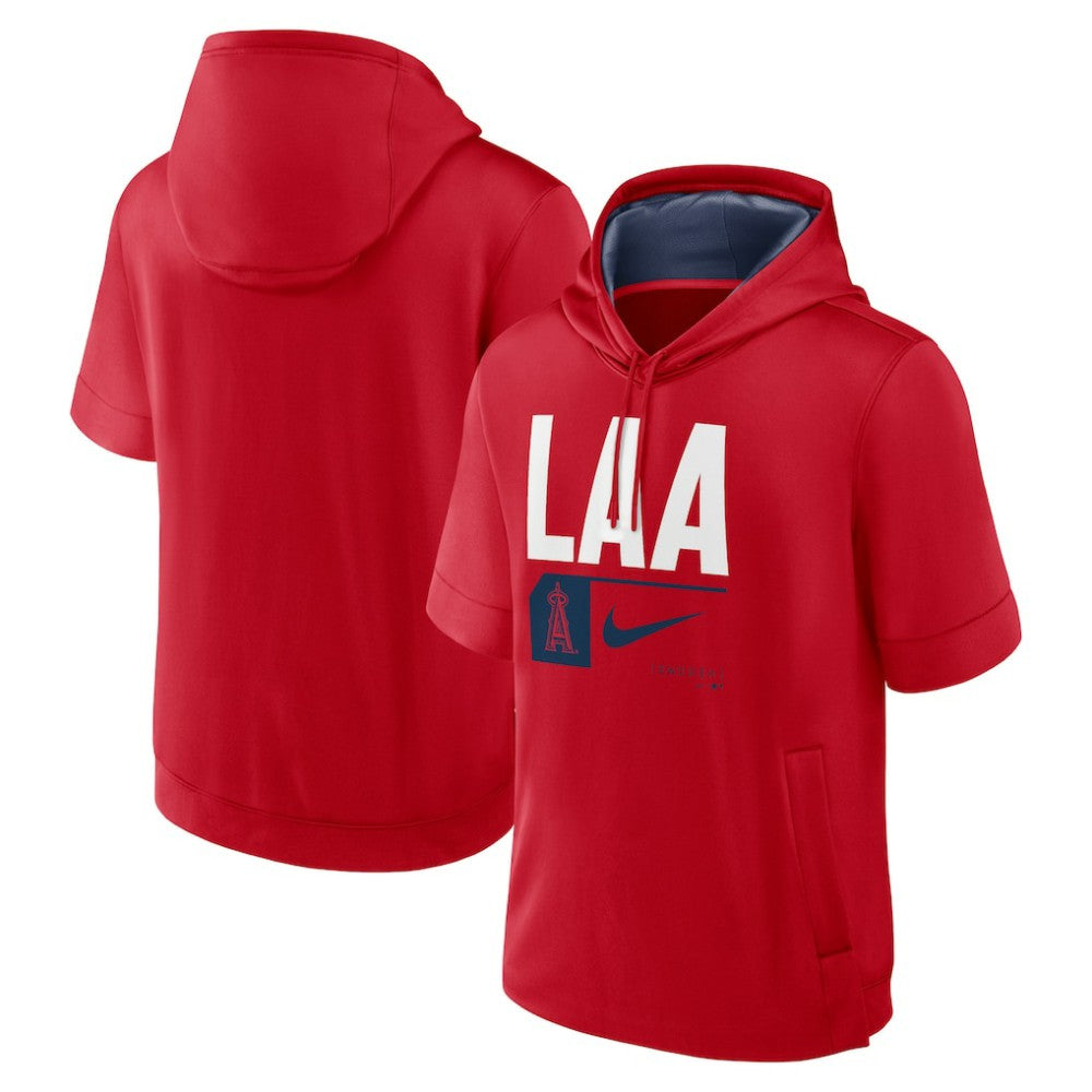 Red Los Angeles Angels Nike Tri Code Lockup Short Sleeve Pullover Hoodie