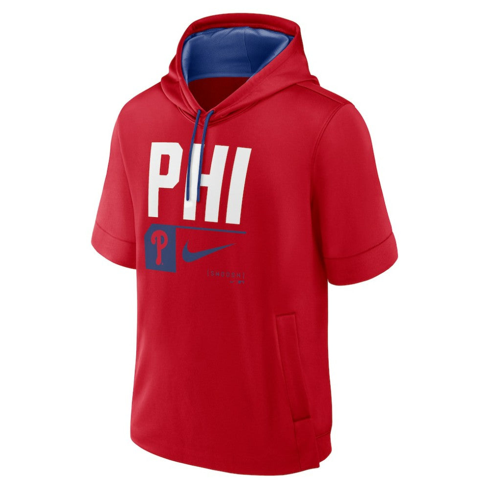Red Philadelphia Phillies Nike Tri Code Lockup Short Sleeve Pullover Hoodie