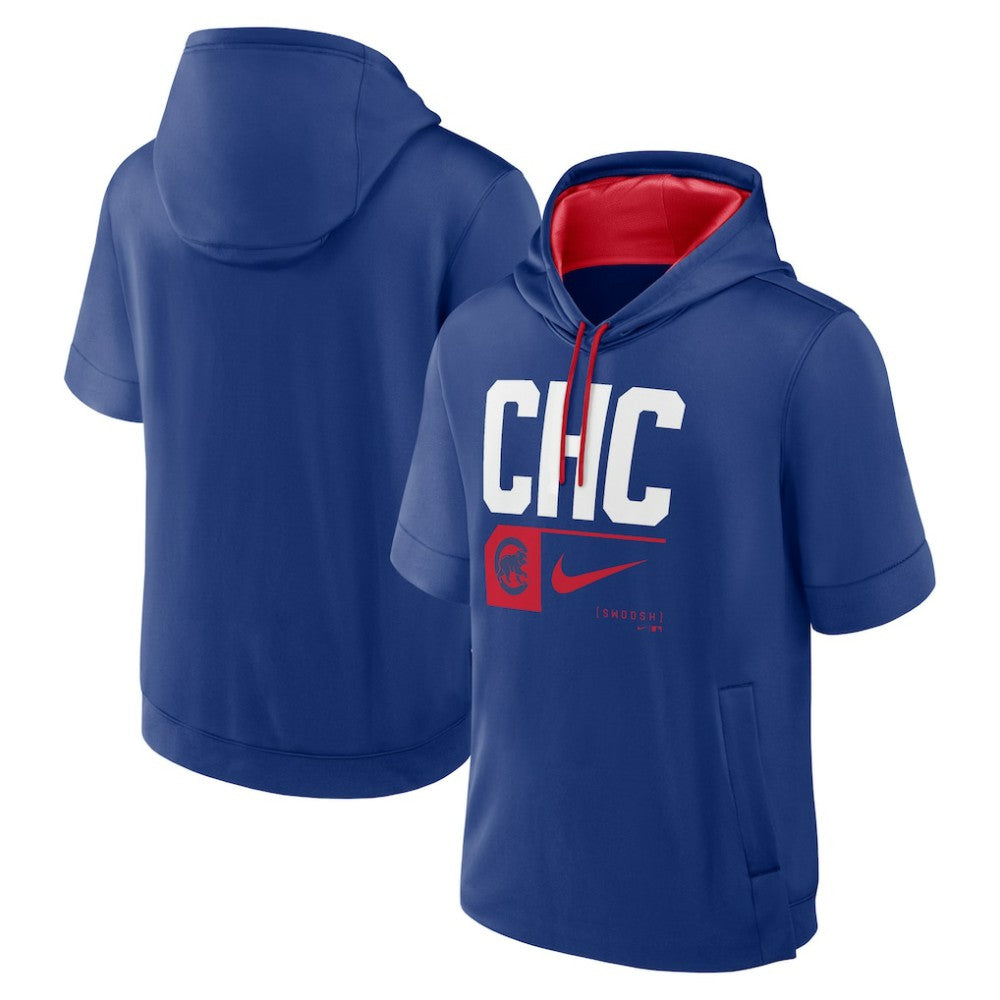 Royal Chicago Cubs Nike Tri Code Lockup Short Sleeve Pullover Hoodie