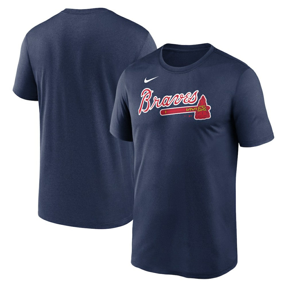 Navy Atlanta Braves Nike Legend Fuse Wordmark T-Shirt