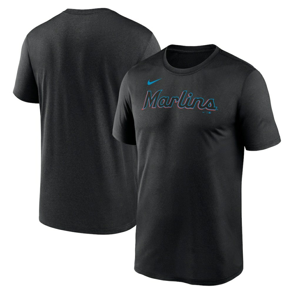 Black Miami Marlins Nike Legend Fuse Wordmark T-Shirt