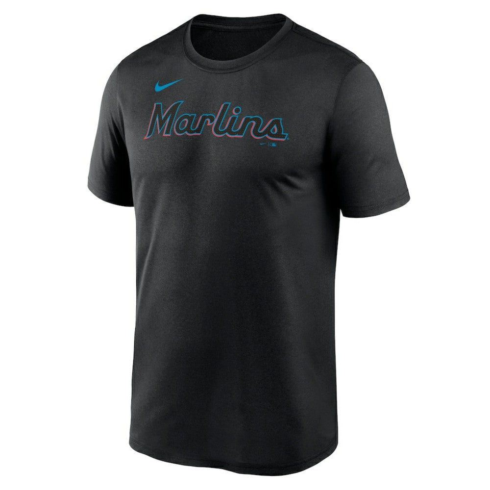 Black Miami Marlins Nike Legend Fuse Wordmark T-Shirt