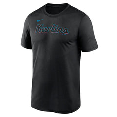 Black Miami Marlins Nike Legend Fuse Wordmark T-Shirt